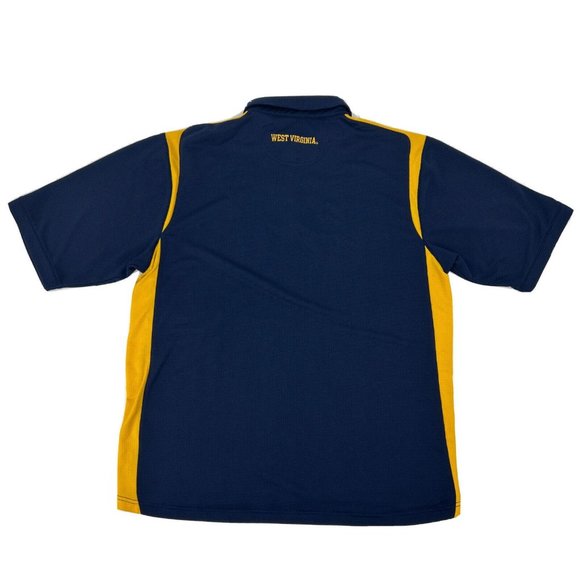 West Virginia Mountaineers Shirt Mens L Blue Nike Team Short Sleeve Polo Fit Dry - Picture 6 of 11